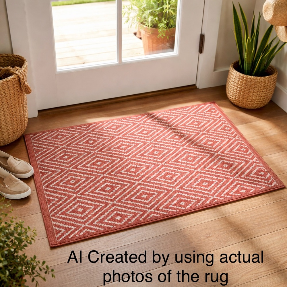 Dash and Albert  2' x 3' Coral Handwoven Polypropylene Indoor Outdoor Area Rug